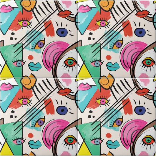 Moderner Kubismus Abstrakte Künstlerische Female F Fliese