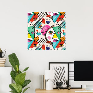 Moderner Kubismus Abstrakte Künstlerische Female F Poster