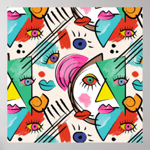 Moderner Kubismus Abstrakte Künstlerische Female F Poster