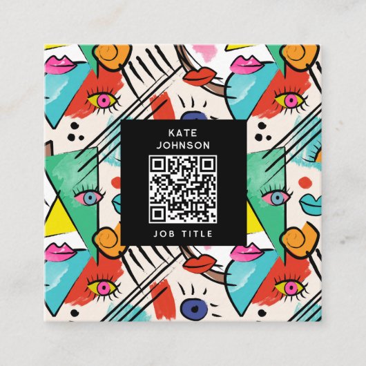 Moderner Kubismus Abstrakte Künstlerische Female F Quadratische Visitenkarte (Vorderseite)