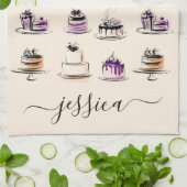 Moderner Kuchenmuster-Schriftname Geschirrtuch (Gefaltet)
