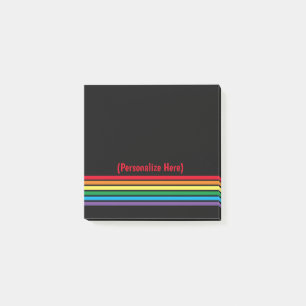 Moderner, kühner Regenbogen auf schwarzem Hintergr Post-it Klebezettel
