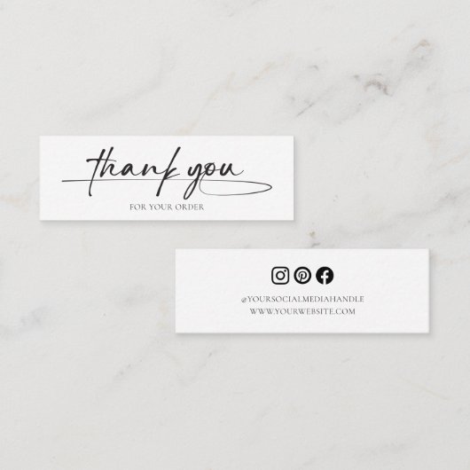 Moderner Kunde dankt handgeschriebenem Skriptlogo Mini Visitenkarte (Vorne/Hinten)