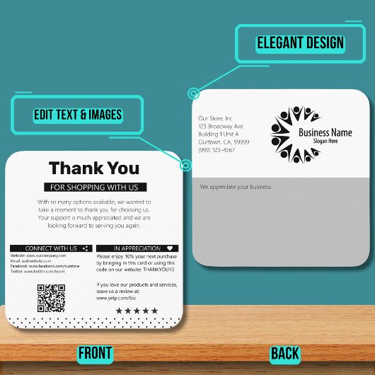 Moderner Kunde Vielen Dank Square Business Card Quadratische Visitenkarte