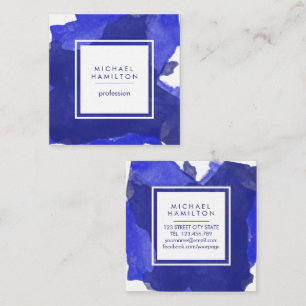 MODERNER KÜNSTLER WATERCOLOR SPLASH BLAU QUADRATISCHE VISITENKARTE