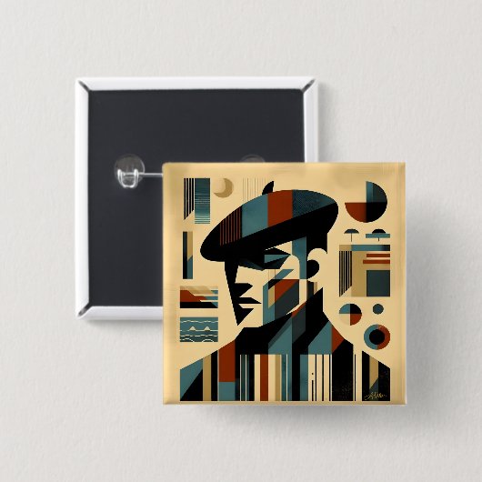 Moderner Kunstmann aus dem Mittelalter Button (Vorne & Hinten)