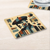 Moderner Kunstmann aus dem Mittelalter Rechteckiger Pappuntersetzer (angewinkelt)