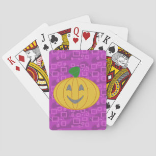 Moderner Kürbis auf violetten klassischen Spielkar Spielkarten