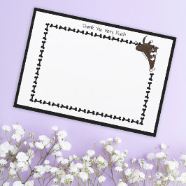 Moderner Labrador Dog Bone Schwarz-weiß flach Dankeskarte