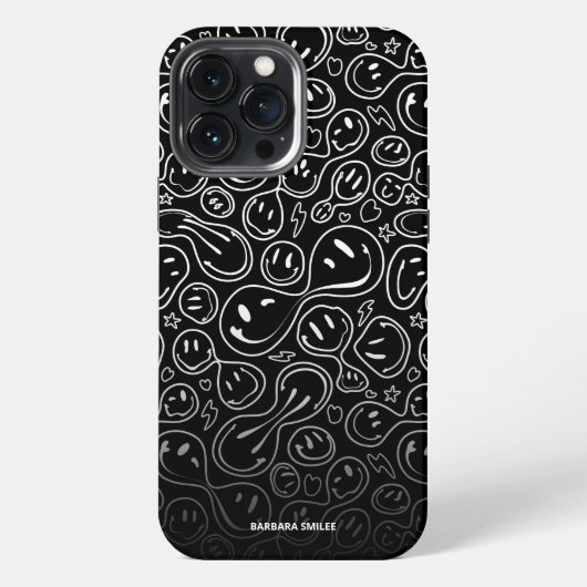 Moderner Lächeln Lächelnder Individuelle Name iPhone Hülle (Rückseite)