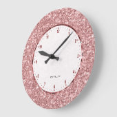 Moderner Lachs Rosa Glitzer Textur Große Wanduhr (Winkel)