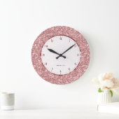 Moderner Lachs Rosa Glitzer Textur Große Wanduhr (Zuhause)