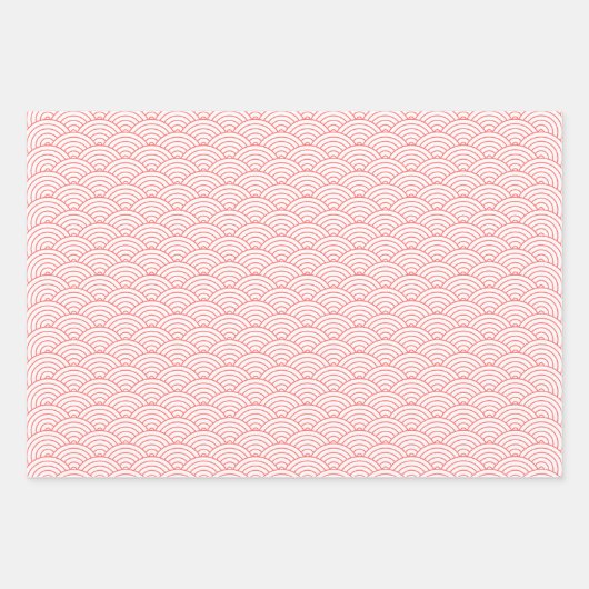 Moderner Lachs Schwarz-weiße japanische Wave Geschenkpapier Set (Vorderseite 3)