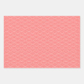 Moderner Lachs Schwarz-weiße japanische Wave Geschenkpapier Set (Vorderseite)