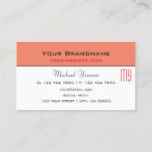 Moderner Lachs und Weiß mit Monogramm Beruflich Visitenkarte (Rückseite)