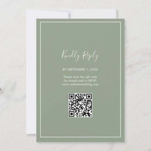 Moderner länglicher QR-Code Minimal Hochzeit Einladung (Rückseite)