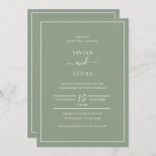 Moderner länglicher QR-Code Minimal Hochzeit Einladung