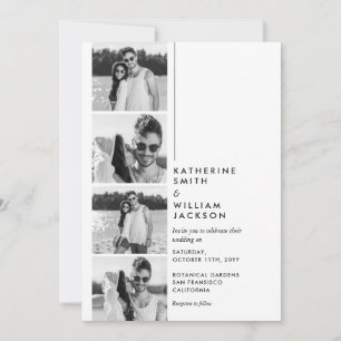 Moderner Lässiger 4-Foto-Stand auf einer Hochzeit Einladung