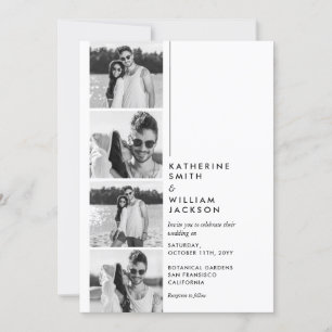 Moderner Lässiger 4-Foto-Stand auf einer Hochzeit Einladung
