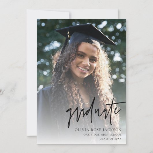 Moderner Lässiger handgeschriebener Foto Abschluss Einladung (Vorderseite)