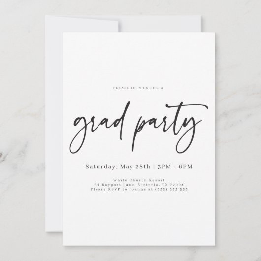 Moderner Lässiger handgeschriebener Foto Abschluss Einladung (Rückseite)