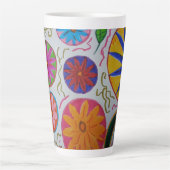 Moderner Latte Cup mit Blumenmotiv Milchtasse (Vorderseite)