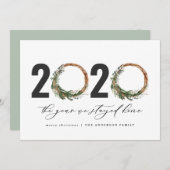 Moderner Laubkranz 2020 bleibe Zuhause Feiertagskarte (Vorne/Hinten)