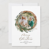 Moderner Laubkranz fröhlich Weihnachtsschrift chic Feiertagskarte (Vorderseite)