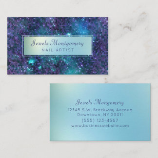 Moderner Lavendel Aquamarin Galaxy Star Visitenkarte