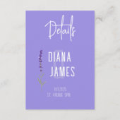 Moderner Lavendel-Hochzeitsstichtag - QR-Code Begleitkarte (Vorderseite)