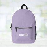 Moderner Lavendel Lila Personalisiert Bedruckter Rucksack<br><div class="desc">Personalisierter Lavendel lila Rucksack mit Ihrem Monogrammnamen oder Initialen in einem fett und trendig großen weißen Schriftart.</div>