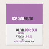 Moderner Lavendel Lila Weiß zeitgenössisch geklapp Visitenkarten (Außenseite Aufgefaltet)