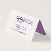 Moderner Lavendel Lila Weiß zeitgenössisch geklapp Visitenkarten (Vorderseite)