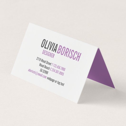Moderner Lavendel Lila Weiß zeitgenössisch geklapp Visitenkarten (Vorderseite)