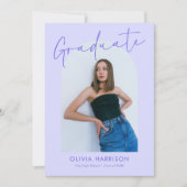 Moderner Lavendel Script Arch Foto Abschluss Einladung (Vorderseite)