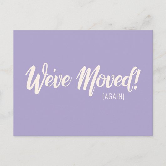 Moderner Lavendel Wir haben uns bewegende Ankündig Postkarte (Vorderseite)