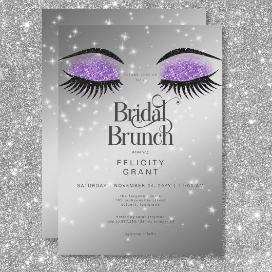 Moderner Lavender Lila Glam Eyes Bridal Brunch Einladung