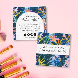 Moderner, lebendiger Abstrakter Blumenspezialist Quadratische Visitenkarte