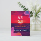 Moderner, lebendiger Lila Sonnenuntergang Save the Ankündigungspostkarte (Stehend Vorderseite)