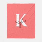 Moderner, lebendiger Personalisierter Monogramm-Na Fleecedecke (Vorderseite)