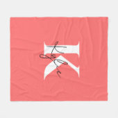 Moderner, lebendiger Personalisierter Monogramm-Na Fleecedecke (Vorderseite (Horizontal))