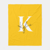 Moderner, lebendiger Personalisierter Monogramm-Na Fleecedecke (Vorderseite)