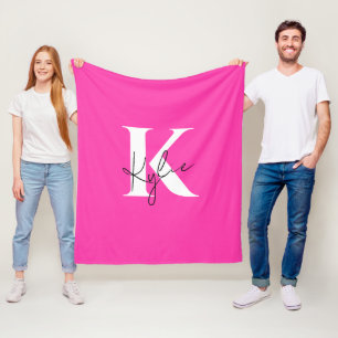 Moderner, lebendiger Personalisierter Monogramm-Na Fleecedecke