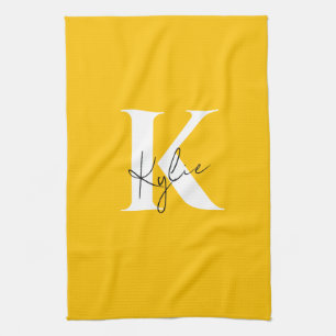 Moderner, lebendiger Personalisierter Monogramm-Na Geschirrtuch