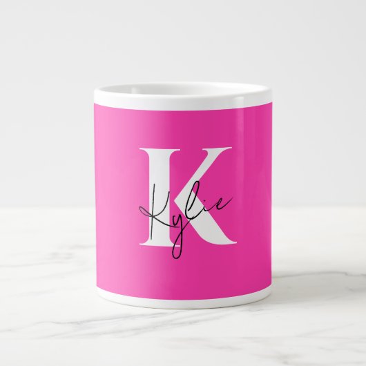 Moderner, lebendiger Personalisierter Monogramm-Na Jumbo-Tasse (Vorderseite)