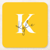 Moderner, lebendiger Personalisierter Monogramm-Na Rechteckiger Pappuntersetzer (Vorderseite)