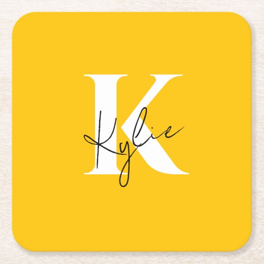 Moderner, lebendiger Personalisierter Monogramm-Na Rechteckiger Pappuntersetzer (Vorderseite)