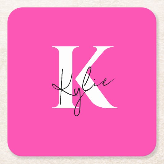 Moderner, lebendiger Personalisierter Monogramm-Na Rechteckiger Pappuntersetzer (Vorderseite)