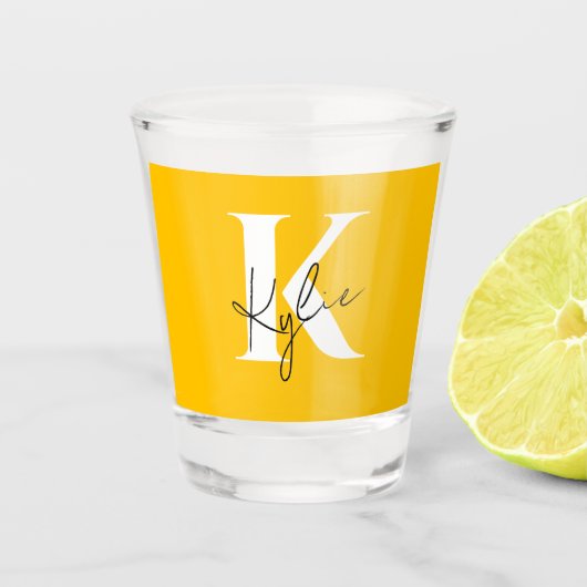Moderner, lebendiger Personalisierter Monogramm-Na Schnapsglas (Vorderseite)