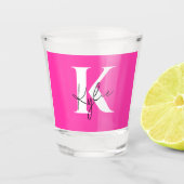 Moderner, lebendiger Personalisierter Monogramm-Na Schnapsglas (Vorderseite)